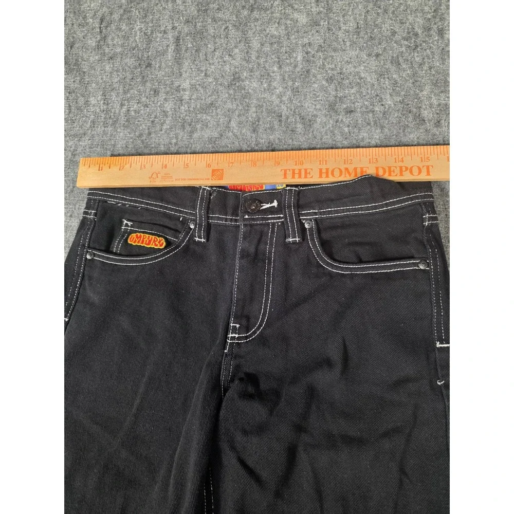 Empyre Relaxed Skate Jeans Mens 26 Black Contrast Stitch Baggy Denim Embroidered